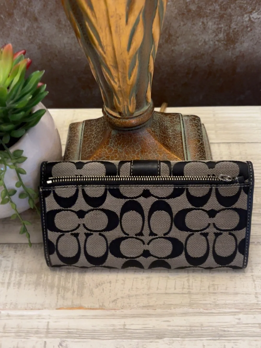 Like New ~ Coach Black Signature C Continental Wallet